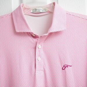 Holderness & Bourne Golf Polo Shirt Mens XXL Pink Dart Pattern Performance Polo